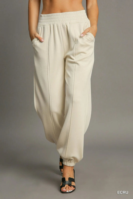 Drawstring Jogger Bottoms with Seam Accent