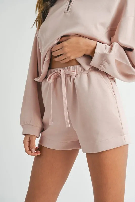 Half Zip Sweatshirt and Shorts Set