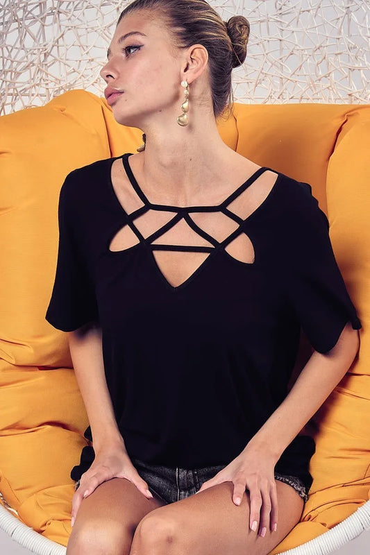 Silky Knit Top with Front Details