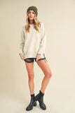 Ribbed Hem Side Slit Round Neck Sweater