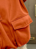 Half Zip Retro Wash Fleece Hoodie