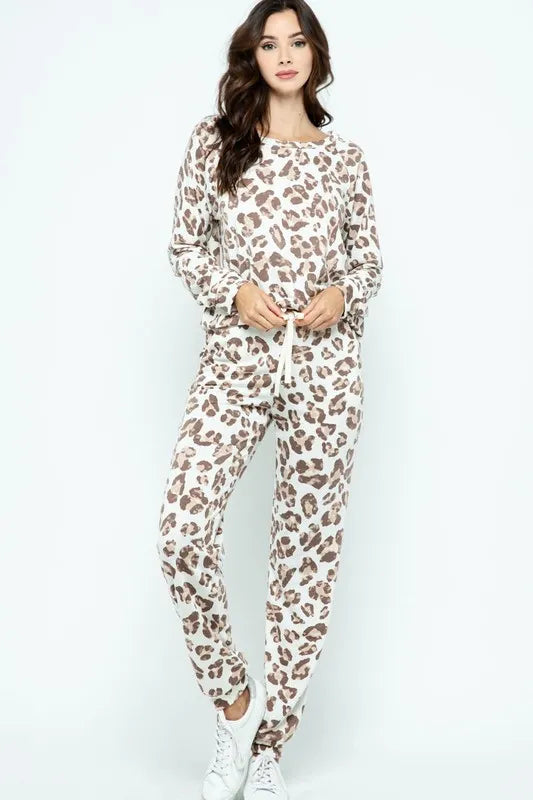 Leopard Casual Pants with Side Pockets