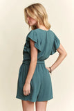 Ruffle Sleeves Romper with Pockets