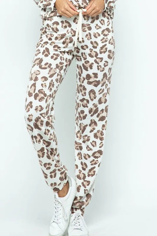 Leopard Casual Pants with Side Pockets