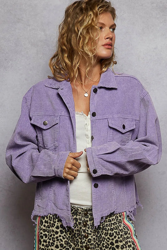 Button Closure Corduroy Jacket