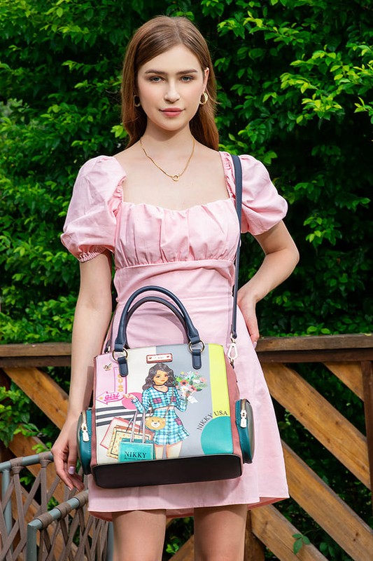 Eco-Leather Handbag with Side Pockets