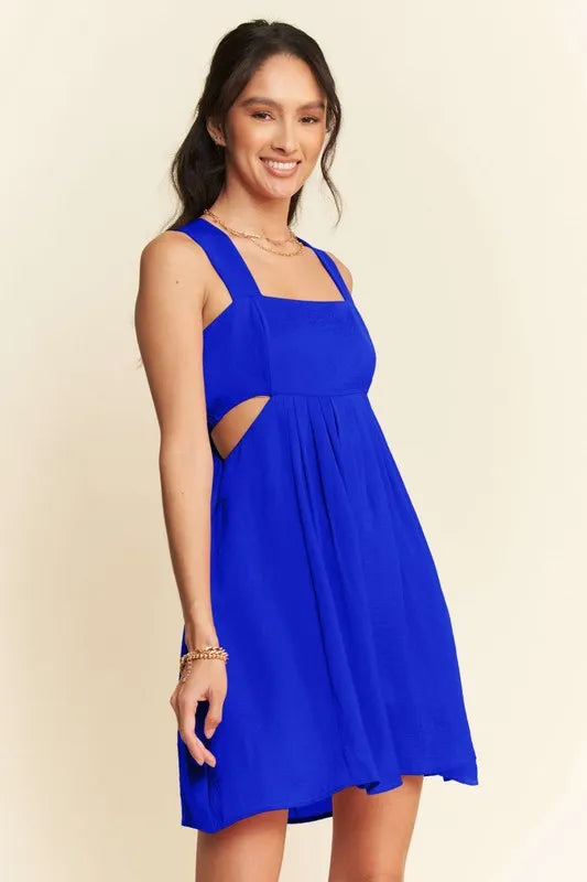 Washed Satin Cutout Skirt Bandeau Mini Dress