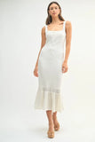 Ruffled Hem Sleeveless Crochet Knit Midi Dress