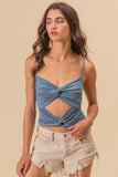 Rayon Span Jersey Knit Double Twist Front Cami Top