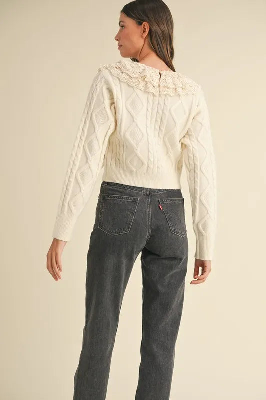 Ruffled Lace Crochet Sweater