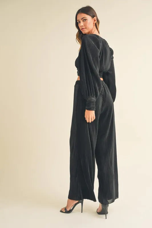 Front Twisted Long Sleeve Top and Pants Set