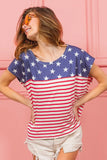 Star Rpinted with Stripe Combo Top