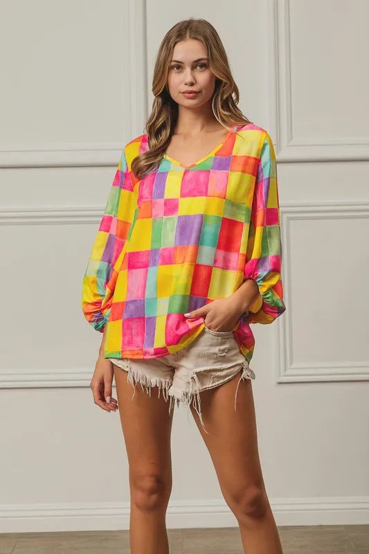 Multi Block Bubble Pop Ballon Top