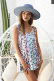 Leopard Printed Jersey Knit Color Block Sleeveless