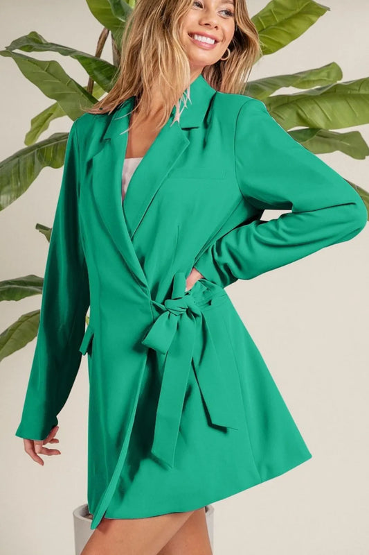 Wrap Tie Detailed Long Blazer