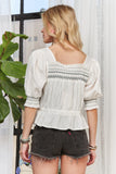 Smocked Puff Sleeve Peasant Blouse
