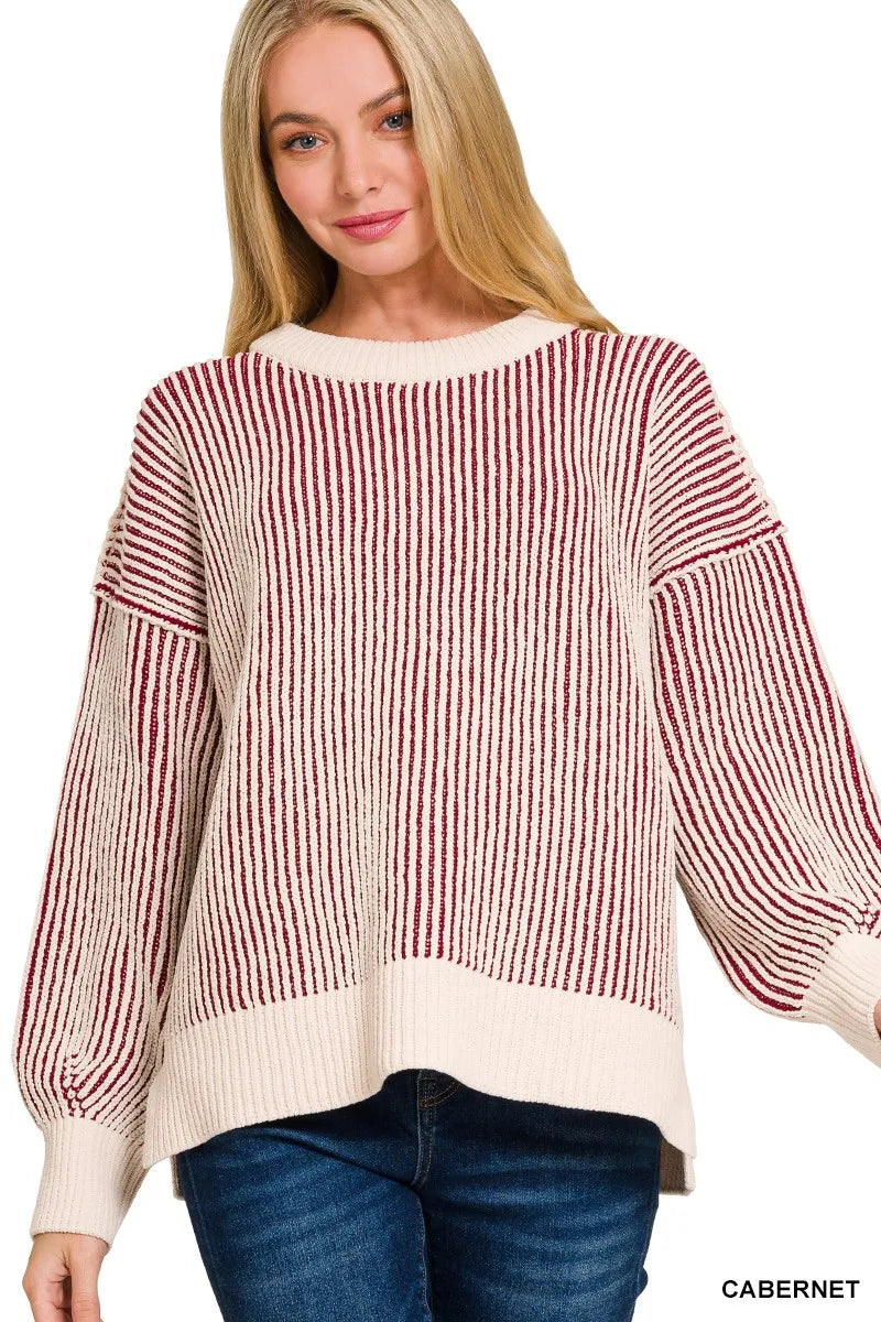 Vertical Stripe Crewneck Sweater