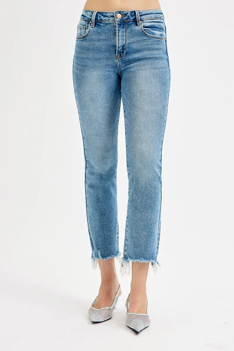 Full Size Retro Ankle-Length Stretch Denim Pants