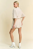 Drawstring Waist Button-Down Shirt Romper
