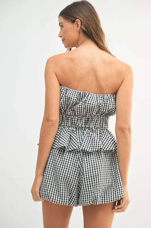Gingham Tube Top and Shorts Set