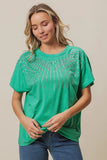 Rhinestone Beaded Short Sleeve Top