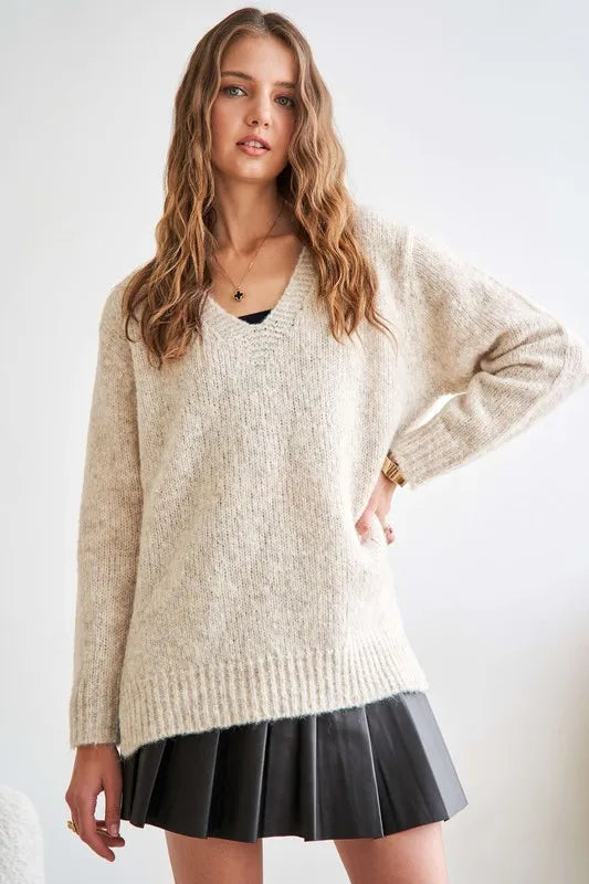 Two Tone Sweater Tunic Top