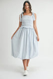 Smocked Bodice Bubble Midi Dress