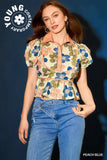 Vintage-Inspired Floral Puff Sleeve Top