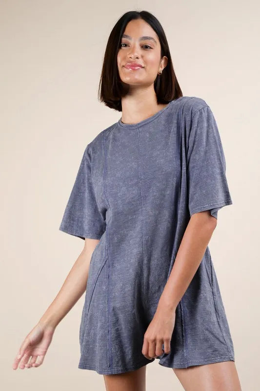 Mineral Washed Oversized Knit Comfy Romper