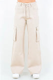 Drawstring Wide Leg Cargo Pants