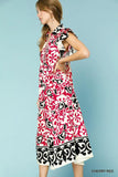 Bohemian Floral Ruffle Sleeve Midi Dress