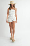 Pointelle Knit Fabric Ruffled Tube Romper