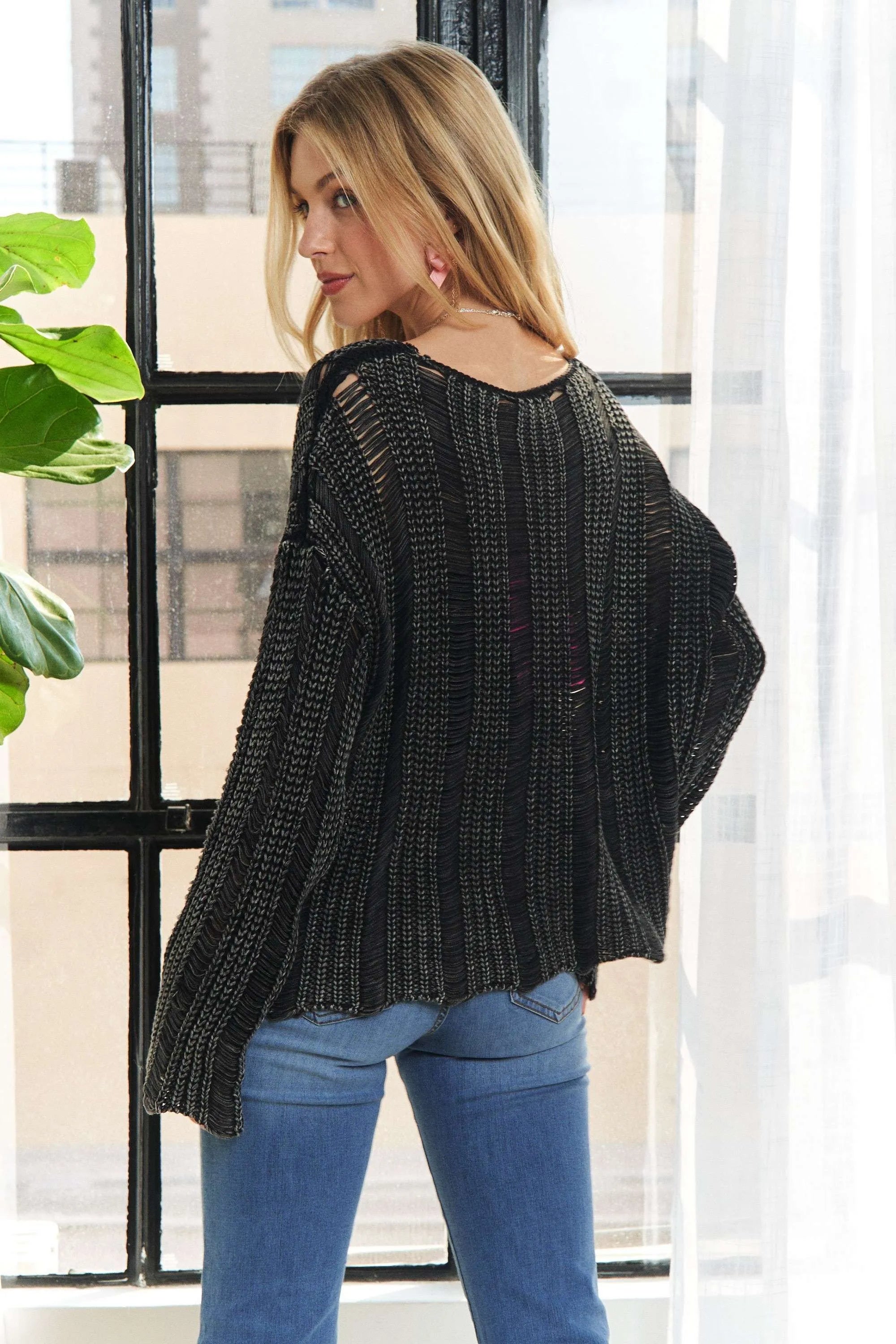 Distressed Mineral Washed Sweater