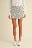 3D Floral Embellished Applique Mini Skirt