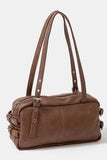 Rustic Buckle Strap Rectangular Leather Shoulder Handbag