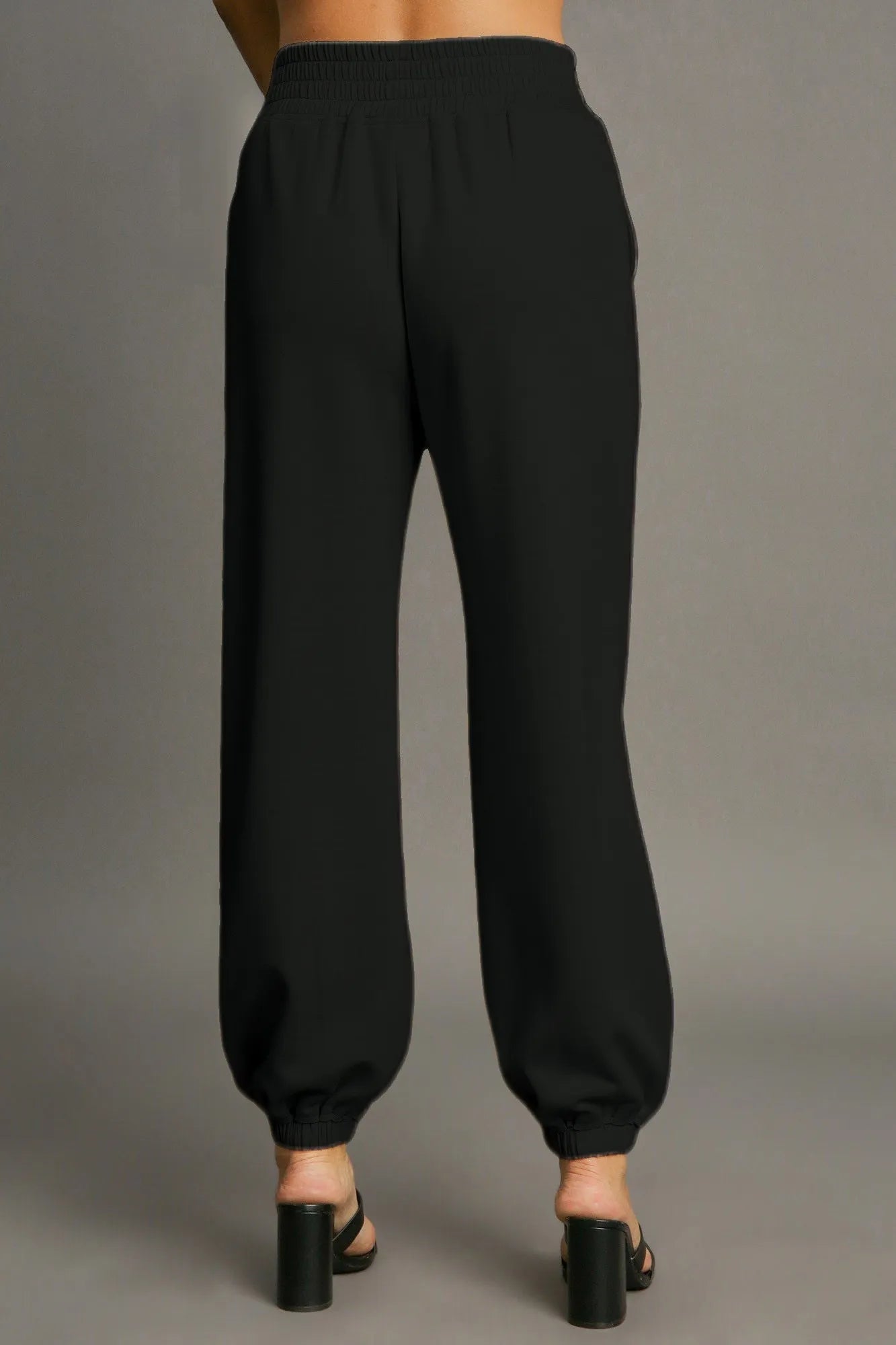 Elastic Waist Jogger Pants with Seam Accent