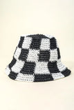Checkered Design Knit Bucket Hat