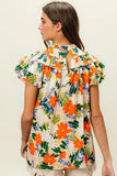 Multi Color Floral Print Woven Top