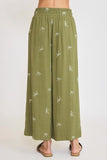 Full Size Lace Drawstring Embroidered Bow Wide Leg Pants Plus Size