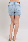 Mid Rise Washed Denim Shorts