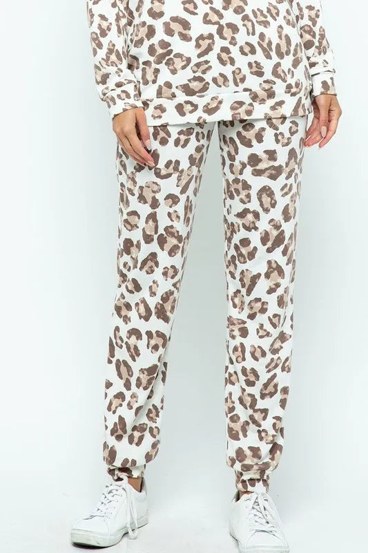Leopard Casual Pants with Side Pockets