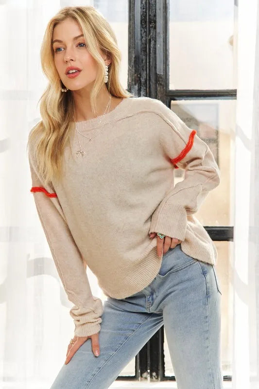 Stripe Accent Sweater Top