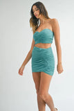 Ruched Tube Crop Top and Skirt Set