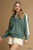 Color Block Long Sleeve Sweatshirt with Quarter-Zip Collar