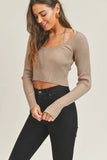 Long Sleeve Crop Sweater Top and Inner Bra Set
