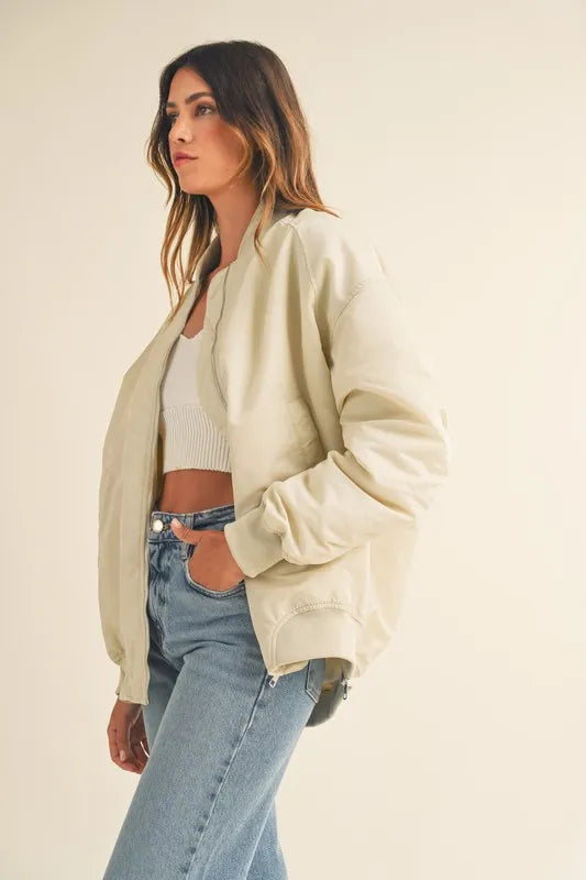 Back Ruched Utiltiy Bomber Jacket