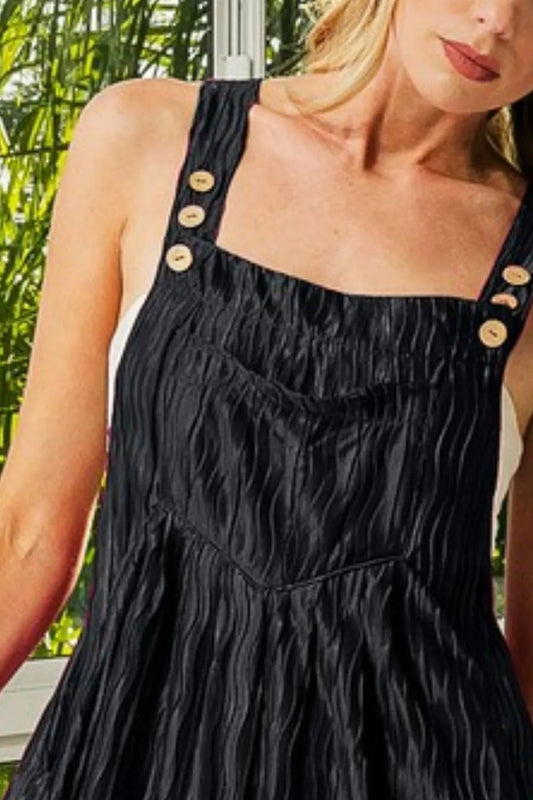 Wave Pleated Wide Legs Shortalls