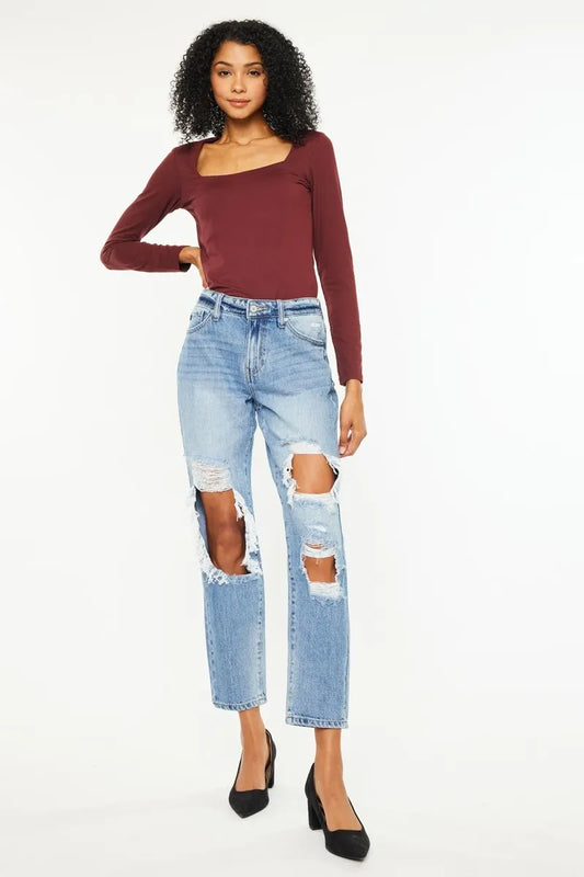 Trendy High Waist Relaxed Vintage Jeans