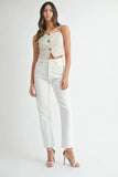 Linen Mix Button Down Tank Top