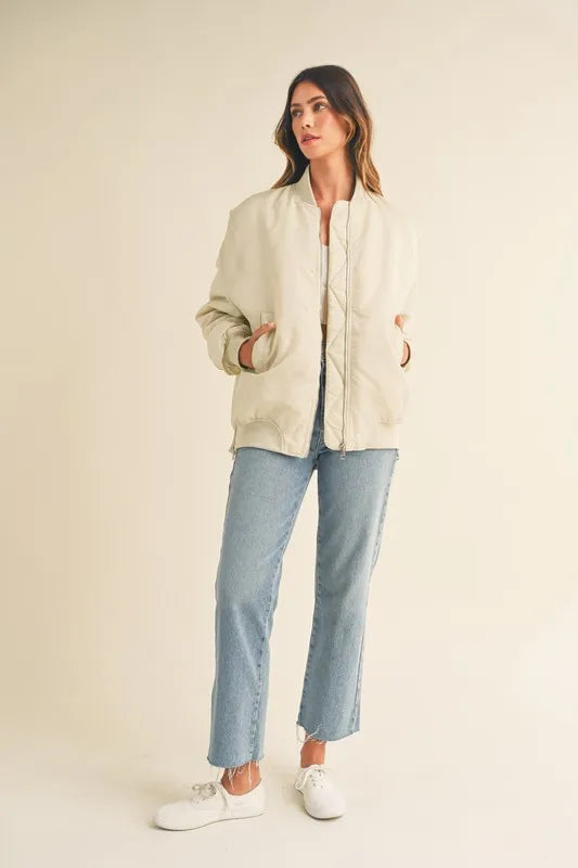 Back Ruched Utiltiy Bomber Jacket